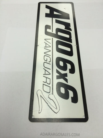 NAMEPLATE, ARGO 6x6 VANGUARD2 ( 127-41 )
