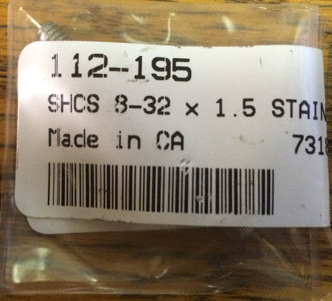 SHCS 8-32 x 1.5 STAINLESS ( 112-195 )